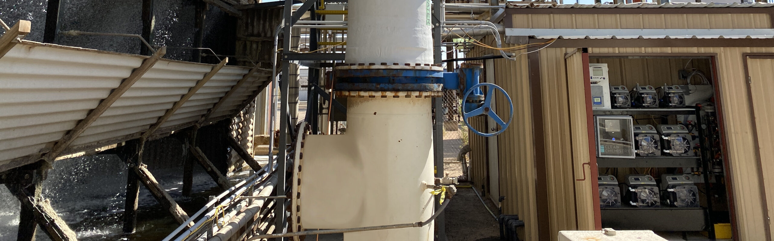 A Clean Chemistry unit treats water for a cooling tower at a refinery